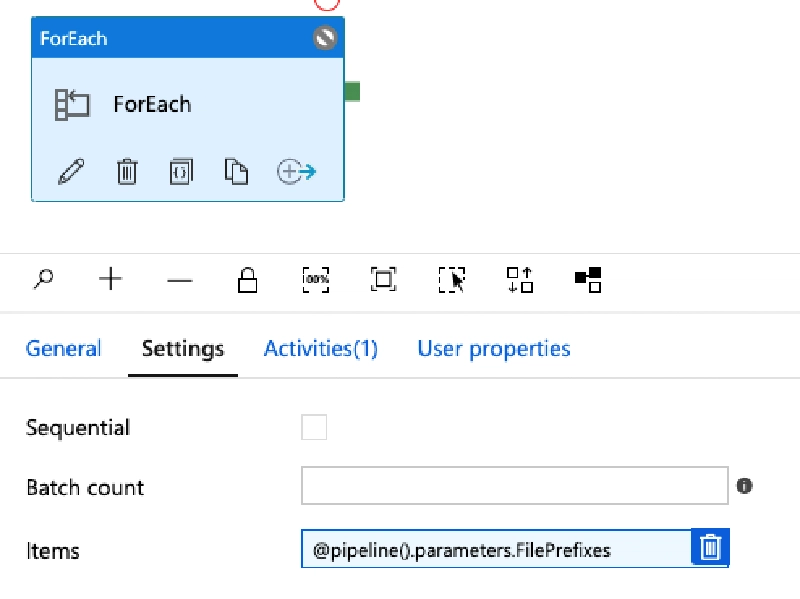 Looping over all prefixes with the ForEach activity