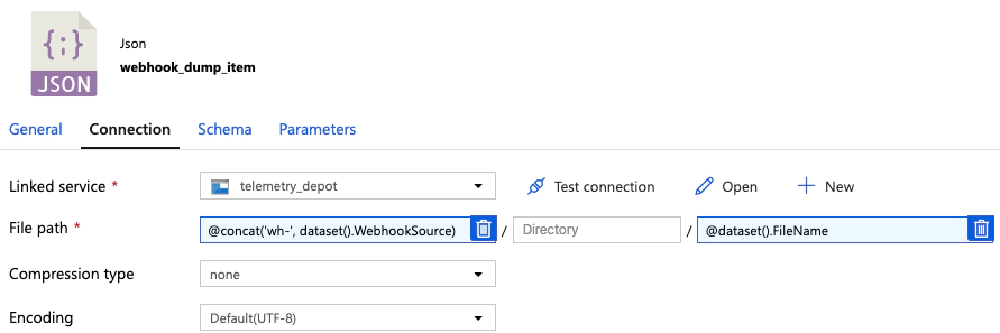 Connection settings for the 'webhook_dump_item' dataset Connection settings for the 'webhook_dump_item' dataset