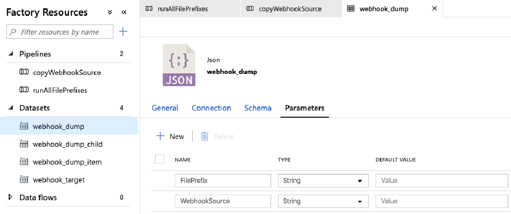 Input parameters for the 'webhook_dump' dataset Input parameters for the 'webhook_dump' dataset