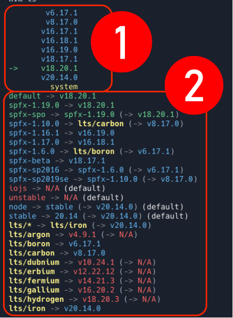 NVM List command output NVM List command output