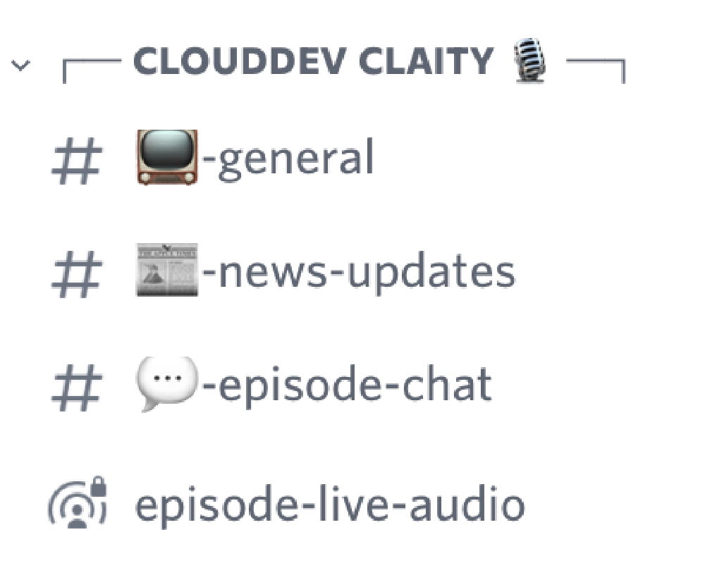 CloudDev Clarity channels in the Voitanos Community on Discord