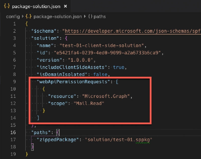 package-solution.json - webApiPermissionRequests element
