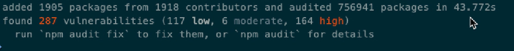 npm displaying list of vulnerabilities npm displaying list of vulnerabilities