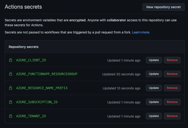 Github repo secrets for Entra ID authentication & where to provision Azure resources