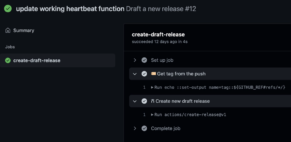 Results of pushing a tag to the master branch of the Github repository Results of pushing a tag to the master branch of the Github repository