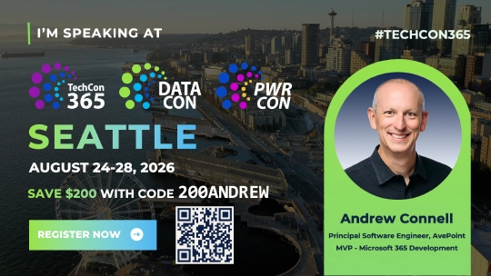 Join me - TechCon365 - Seattle, August 2026 for Microsoft 365 Copilot & AI Dev Join me - TechCon365 - Seattle, August 2026 for Microsoft 365 Copilot & AI Dev
