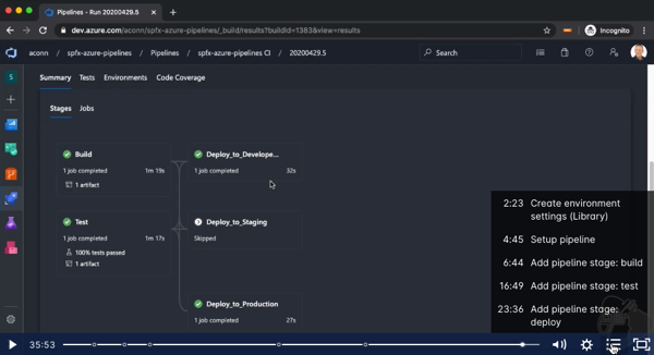 Screenshot from the Azure Pipelines demo Screenshot from the Azure Pipelines demo