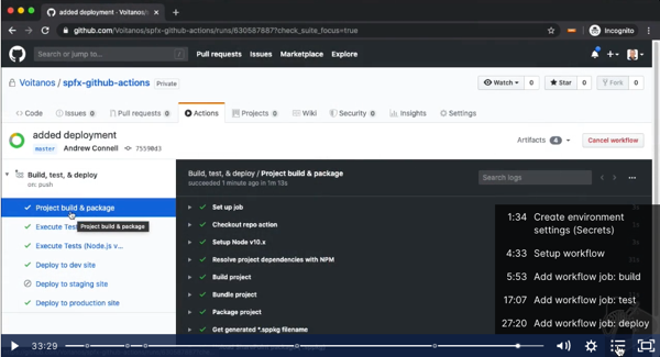 Screenshot from the GitHub Actions demo Screenshot from the GitHub Actions demo