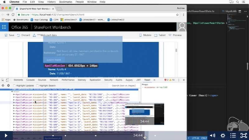 Screenshot from a lesson in the new React chapter Screenshot from a lesson in the new React chapter