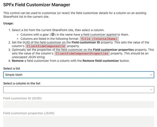 SPFx Field Customizer Manager SPFx Field Customizer Manager