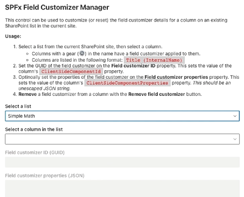 SPFx Field Customizer Manager
