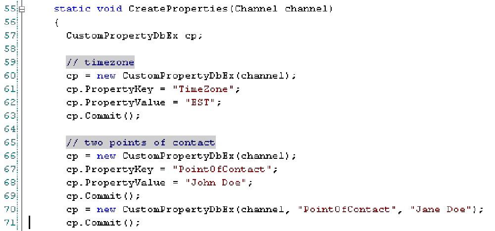 Create Properties Create Properties
