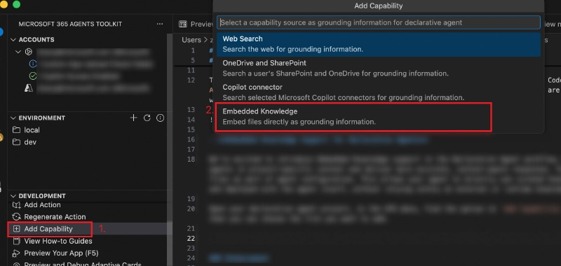 ATK menu showing Add Capability with Embedded Knowledge option selected