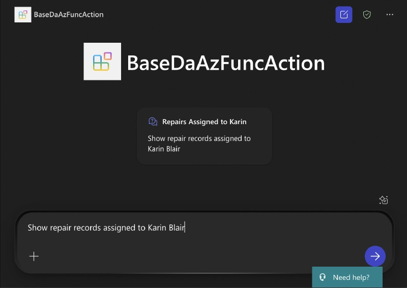 Base Microsoft 365 Copilot declarative agent project template first run experience.
