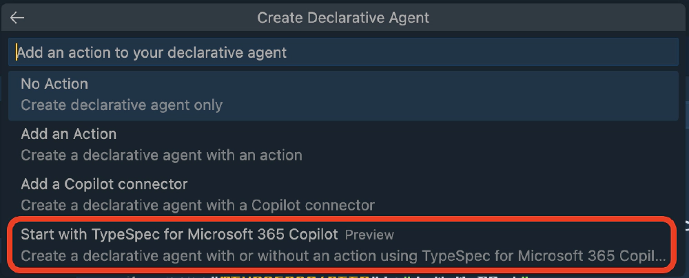 Microsoft 365 Agents Toolkit - Project Template for a Declarative Agent with TypeSpec Microsoft 365 Agents Toolkit - Project Template for a Declarative Agent with TypeSpec
