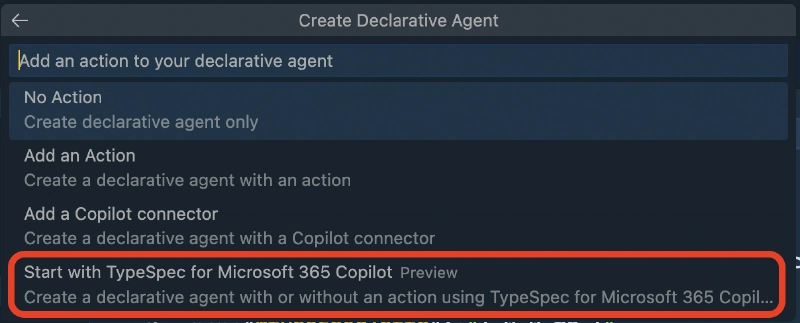 Microsoft 365 Agents Toolkit - Project Template for a Declarative Agent with TypeSpec