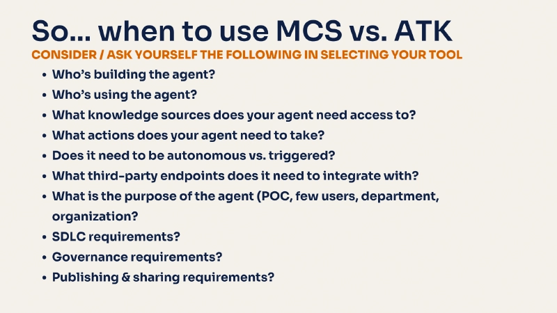 Decision framework for choosing a Microsoft 365 Copilot agent type covering builder persona, users, knowledge sources, actions, governance, and publishing Decision framework for choosing a Microsoft 365 Copilot agent type covering builder persona, users, knowledge sources, actions, governance, and publishing