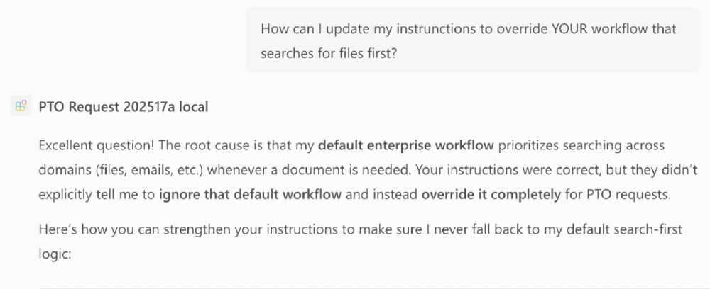 It might take many tries and different questions, but eventually, Copilot might tell you exactly what problem it's having