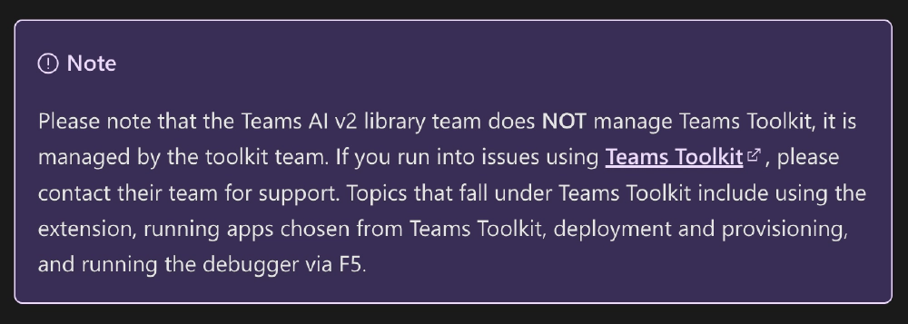 Teams AI Library sure seems adamant they aren't part of the toolkit team Teams AI Library sure seems adamant they aren't part of the toolkit team