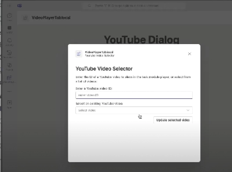 Custom apps can use Teams' modal dialogs
