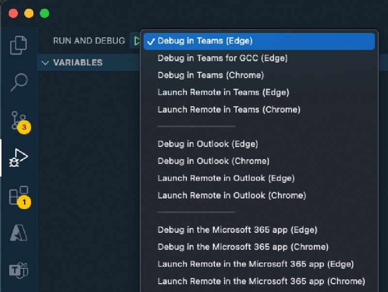 VS Code's Run and Debug panel VS Code's Run and Debug panel