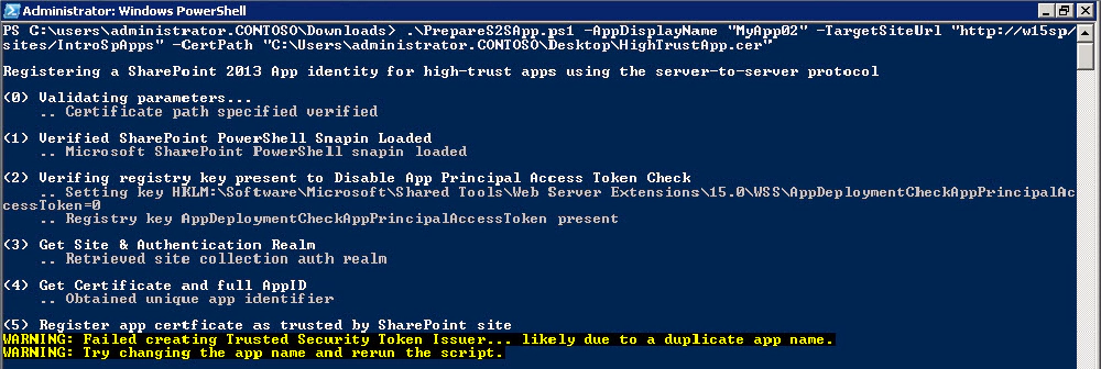 Warning message when running without unique name Warning message when running without unique name