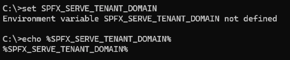 Windows - SPFX_SERVE_TENANT_DOMAIN not set Windows - SPFX_SERVE_TENANT_DOMAIN not set