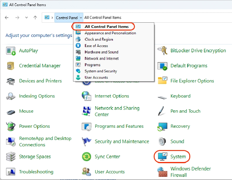 Windows 11 Control Panel - System