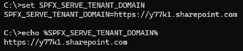 Windows - SPFX_SERVE_TENANT_DOMAIN set