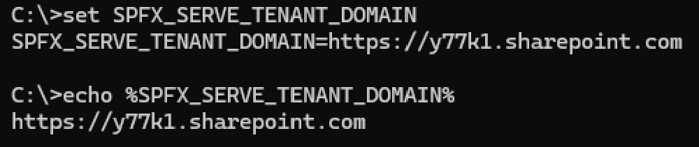 Windows - SPFX_SERVE_TENANT_DOMAIN set Windows - SPFX_SERVE_TENANT_DOMAIN set