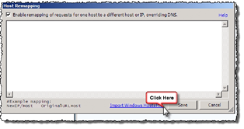 Host Remapping dialog Host Remapping dialog