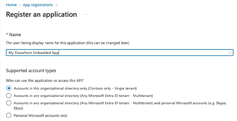 Create a new single-tenant Microsoft Entra ID application Create a new single-tenant Microsoft Entra ID application