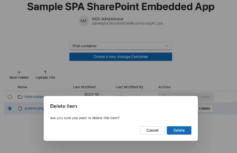 Show a dialog confirming if the user wants to delete the file Show a dialog confirming if the user wants to delete the file