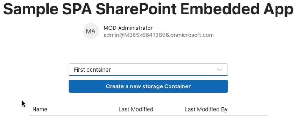 Empty DataGrid after selecting a Container with no folders or files in it. Empty DataGrid after selecting a Container with no folders or files in it.