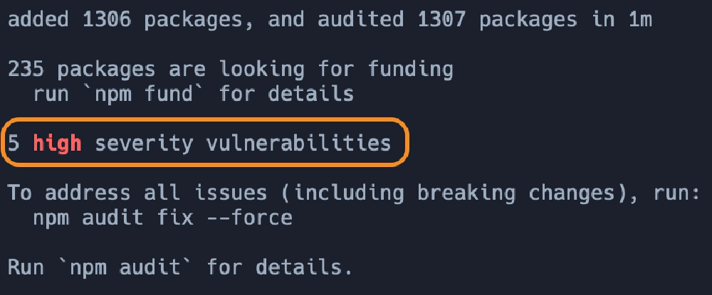 NPM Vulnerabilities post running `npm install`