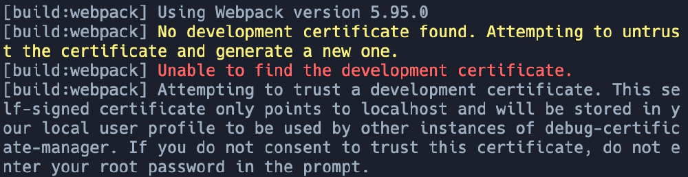 Prior to running `trust-dev-cert` to trust the self-signed certificate