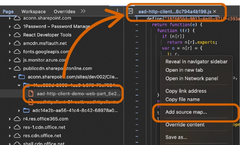 Manually loading source maps in the browser's developer tools Manually loading source maps in the browser's developer tools