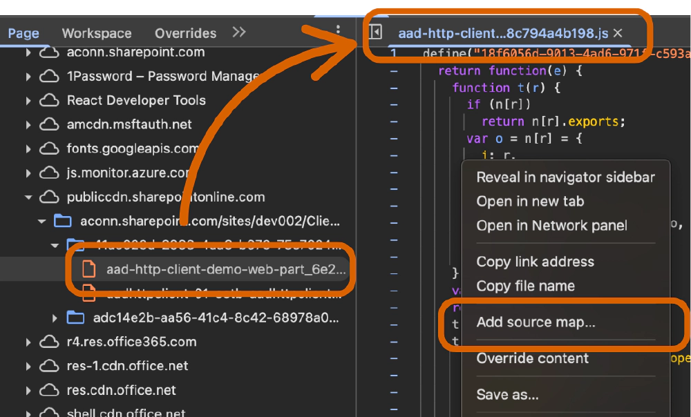 Manually loading source maps in the browser's developer tools Manually loading source maps in the browser's developer tools