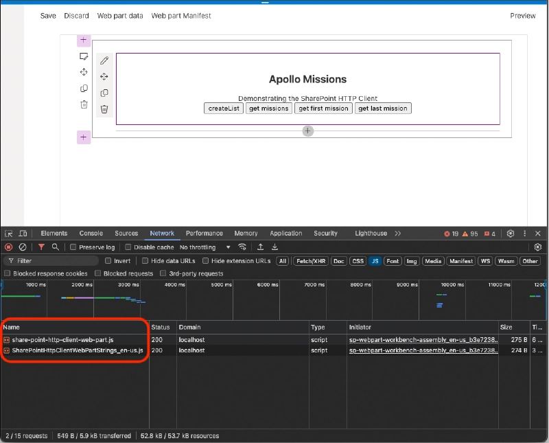 After loading the SPFx web part in the SharePoint Online hosted dashboard