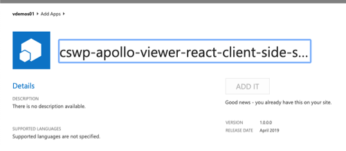 Installed app detail page Installed app detail page