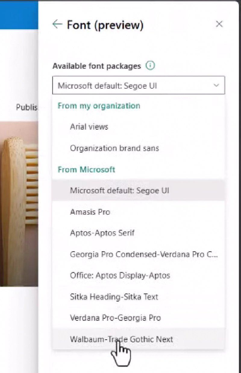 SharePoint setting Font panel