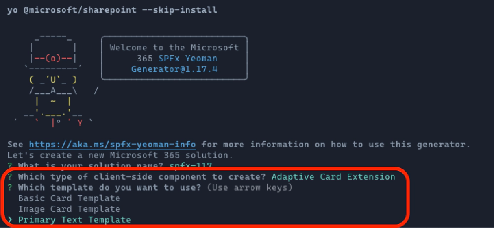 ACE Project Template Options in SPFx v1.17 ACE Project Template Options in SPFx v1.17