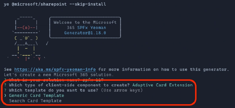 ACE Project Template Options in SPFx v1.18