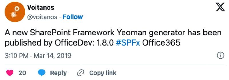 Screenshot of deleted tweet: 'Actually you can do any TypeScript versions listed in the following listing https://npmjs.com/search?q=%40microsoft%2Frush-stack-compiler, so also 3.x'
