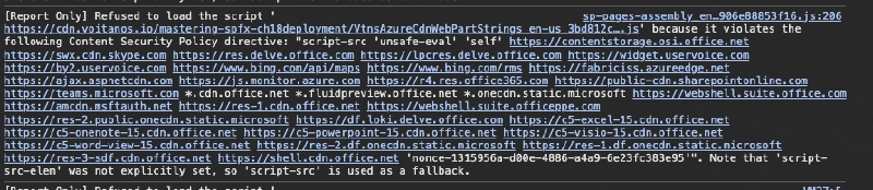 CSP violation message found in the browser's console CSP violation message found in the browser's console