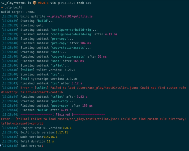 Error - [tslint] Failed to load tslint.json: Could not find custom rule directory: tslint-microsoft-contrib