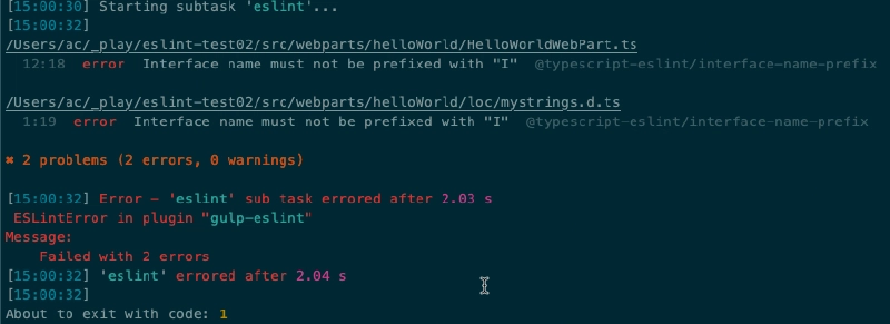 SPFx default ESLint linting error SPFx default ESLint linting error
