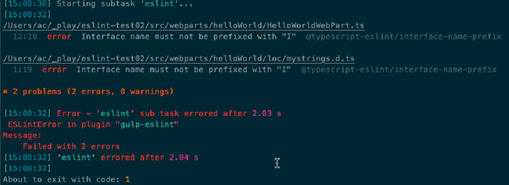 SPFx default ESLint linting error SPFx default ESLint linting error