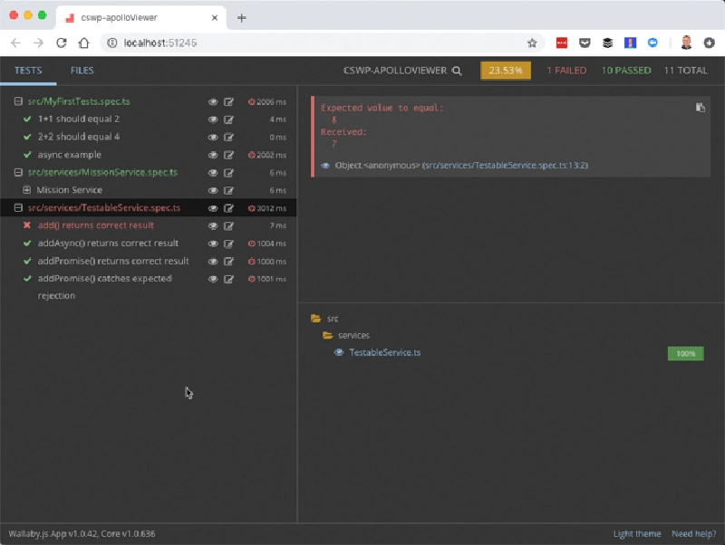 Wallaby.js test browser app