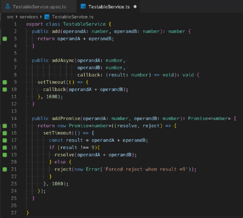 Wallaby.js showing test results in the gutter
